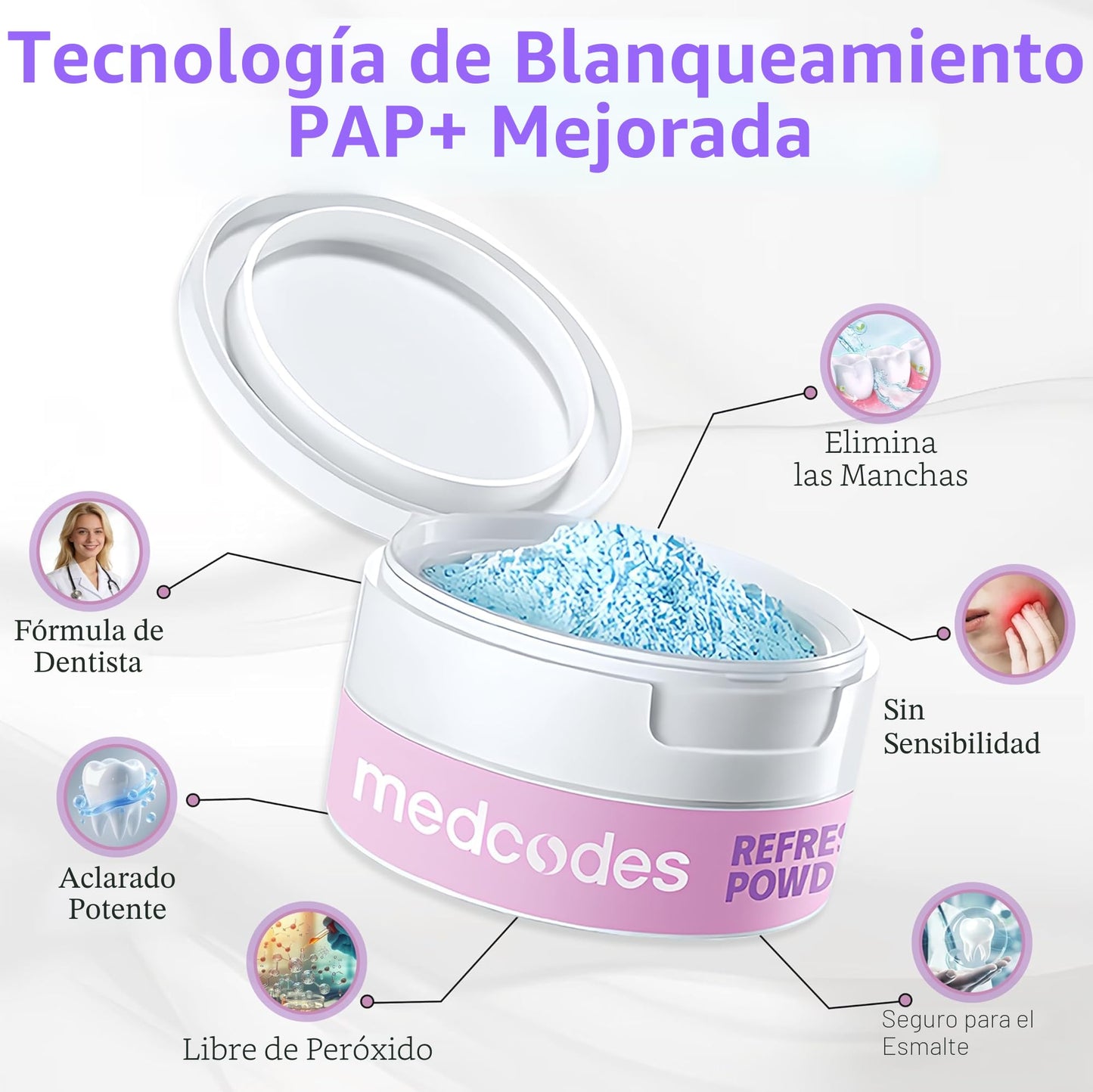 Blanqueador Dental en Polvo Medcodes